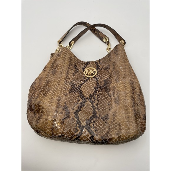 Michael Kors Chain Python Print Shoulder Bag Size 15x11x5 - Picture 1 of 11